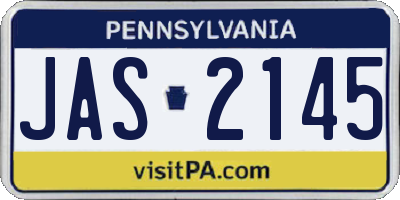 PA license plate JAS2145