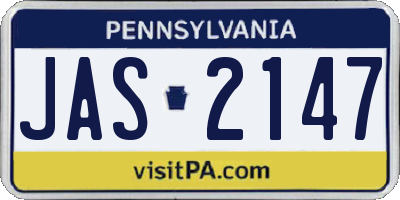 PA license plate JAS2147