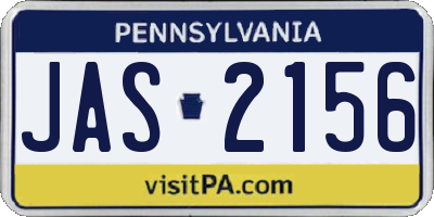 PA license plate JAS2156