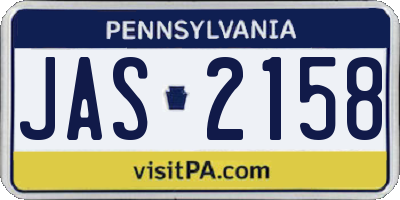 PA license plate JAS2158