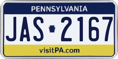 PA license plate JAS2167