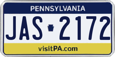 PA license plate JAS2172