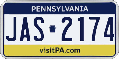 PA license plate JAS2174