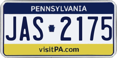 PA license plate JAS2175