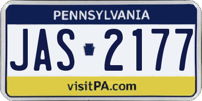 PA license plate JAS2177