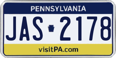PA license plate JAS2178