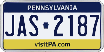 PA license plate JAS2187