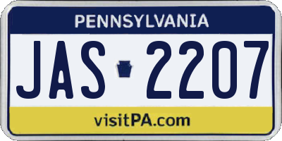 PA license plate JAS2207