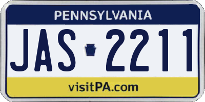 PA license plate JAS2211