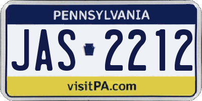 PA license plate JAS2212