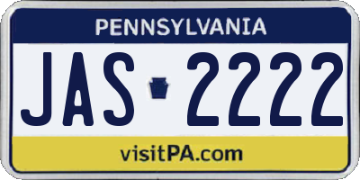 PA license plate JAS2222