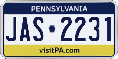PA license plate JAS2231