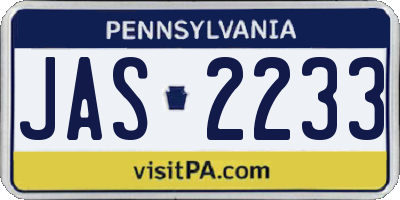 PA license plate JAS2233
