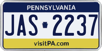 PA license plate JAS2237