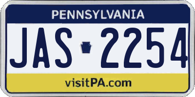 PA license plate JAS2254