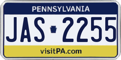 PA license plate JAS2255