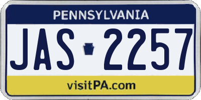 PA license plate JAS2257