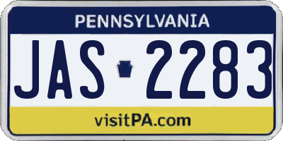 PA license plate JAS2283