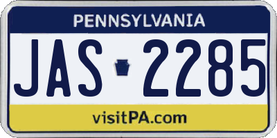 PA license plate JAS2285