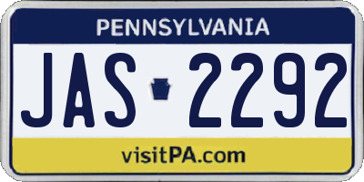 PA license plate JAS2292