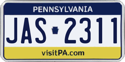 PA license plate JAS2311