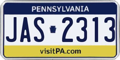 PA license plate JAS2313