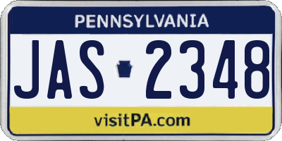 PA license plate JAS2348