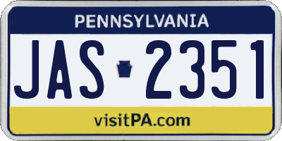 PA license plate JAS2351