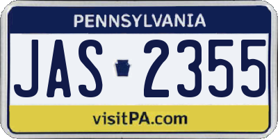 PA license plate JAS2355