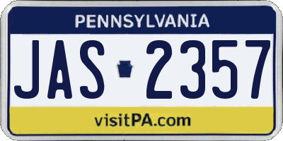 PA license plate JAS2357