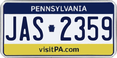 PA license plate JAS2359