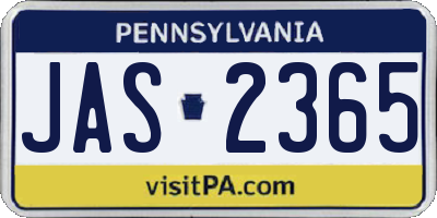PA license plate JAS2365