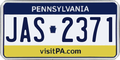 PA license plate JAS2371