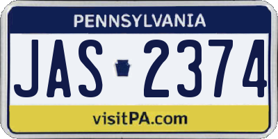 PA license plate JAS2374