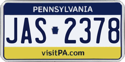 PA license plate JAS2378