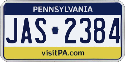 PA license plate JAS2384