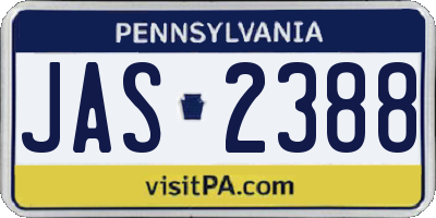 PA license plate JAS2388