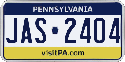 PA license plate JAS2404
