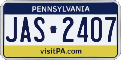 PA license plate JAS2407