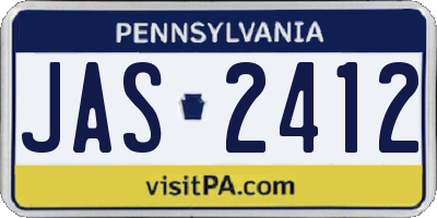 PA license plate JAS2412