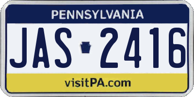 PA license plate JAS2416