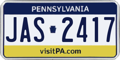 PA license plate JAS2417