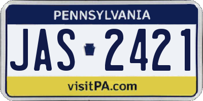 PA license plate JAS2421