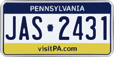 PA license plate JAS2431