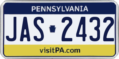 PA license plate JAS2432