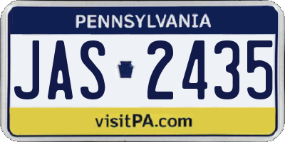 PA license plate JAS2435