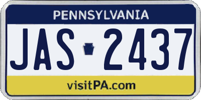 PA license plate JAS2437
