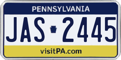 PA license plate JAS2445