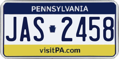 PA license plate JAS2458