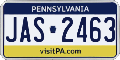 PA license plate JAS2463